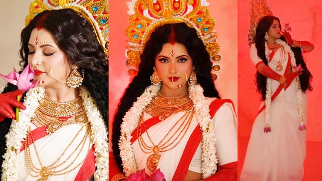 দেবী দুর্গার সাজে পরীমণি, মুগ্ধ ভক্তরা
