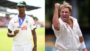 বিরল কীর্তিতে ওয়ার্নের পাশে হাসান ছবিতে বিরল কীর্তিতে ওয়ার্নের পাশে হাসান সংক্রান্ত দৃশ্য