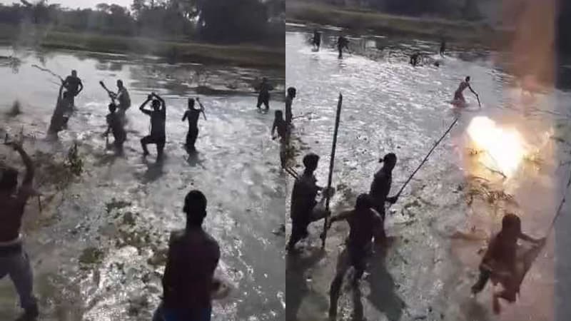 বাংলাদেশে ঢুকায় বিএসএফকে কৃষকদের ধাওয়া বাংলাদেশে ঢুকায় বিএসএফকে কৃষকদের ধাওয়া